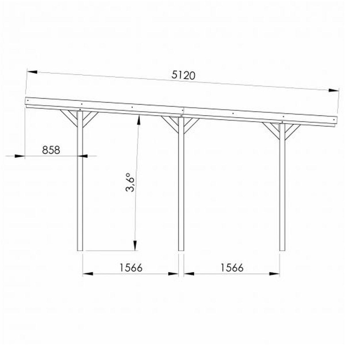 Forest Style Carport toit plat - Bois traité autoclave - 15,6 m² - JEAN