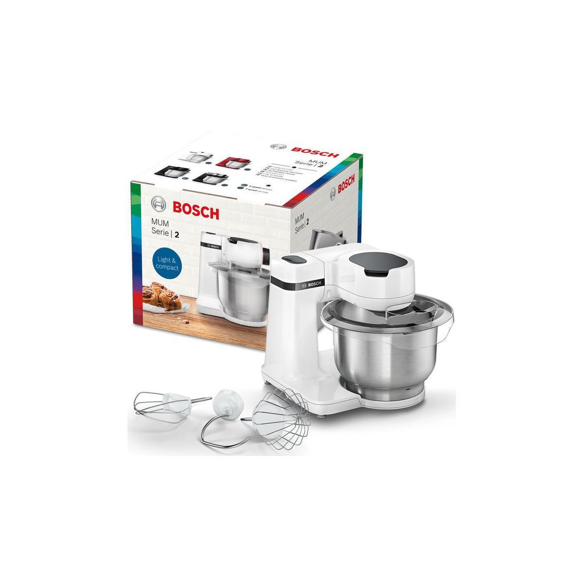 Voir la diapositive 3 : BOSCH Robot pâtissier multifonction 3.8l 700w blanc - mums2ew00