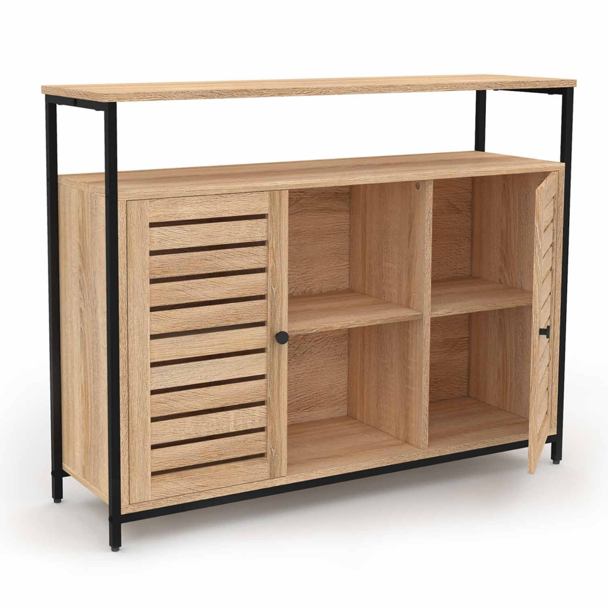 Voir la diapositive 4 : ID MARKET Buffet 2 portes persiennes 100 cm halifax design industriel