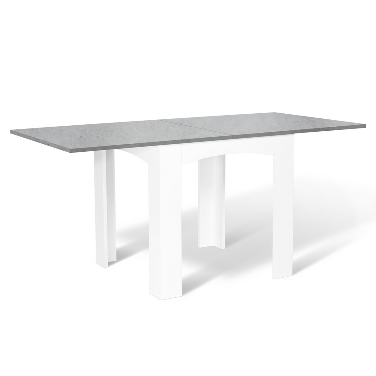 ID MARKET Table à manger extensible rectangle DONA 4-8 personnes plateau effet béton 80-160 cm