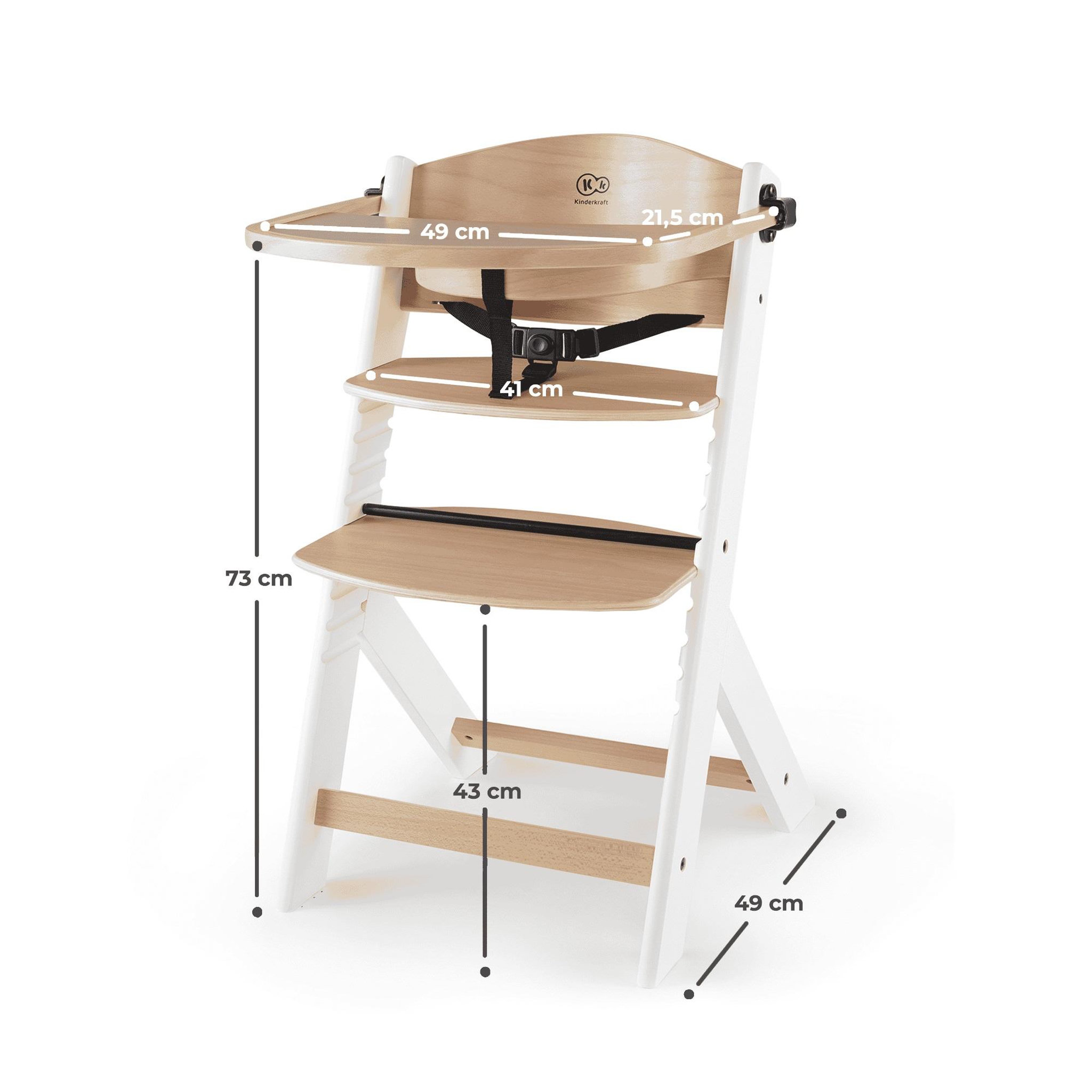 Voir la diapositive 6 : KINDERKRAFT Chaise haute bois 3 en 1 reglable avec harnais