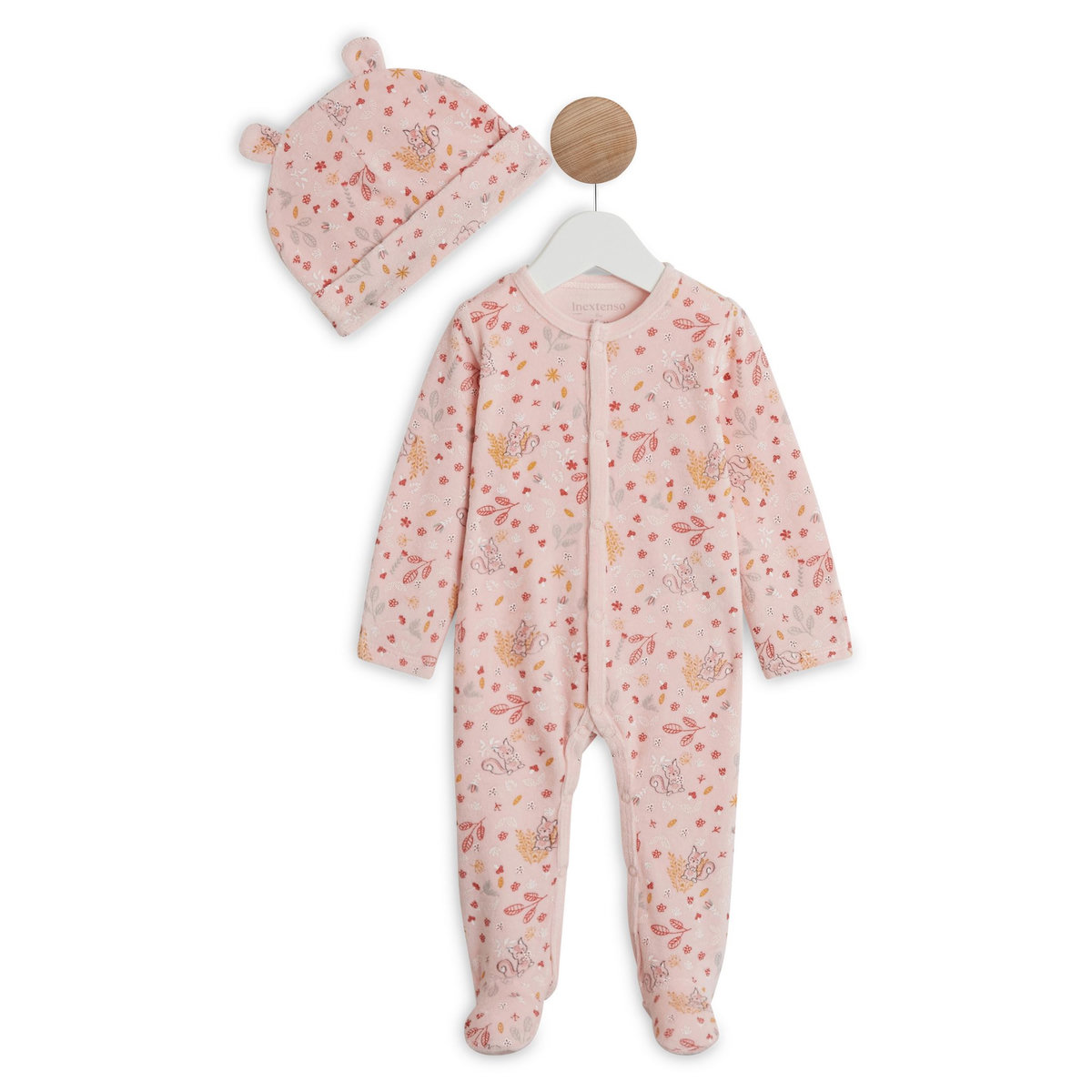 INEXTENSO Dors bien + bonnet velours bébé fille