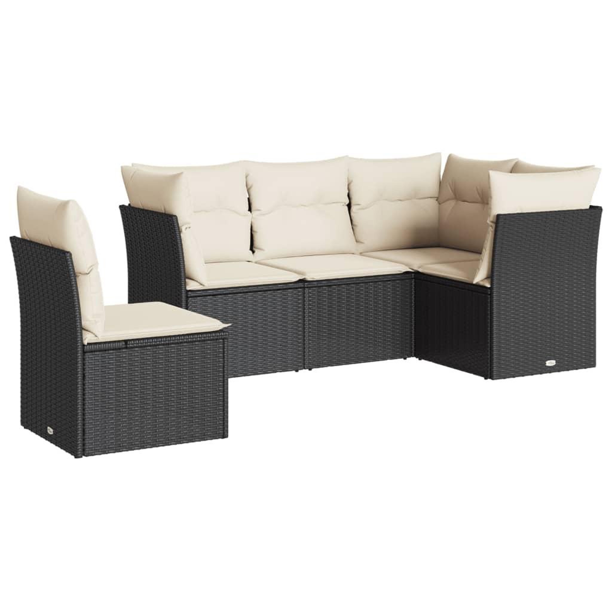 Voir la diapositive 2 : VIDAXL Salon de jardin 5 pcs avec coussins noir resine tressee