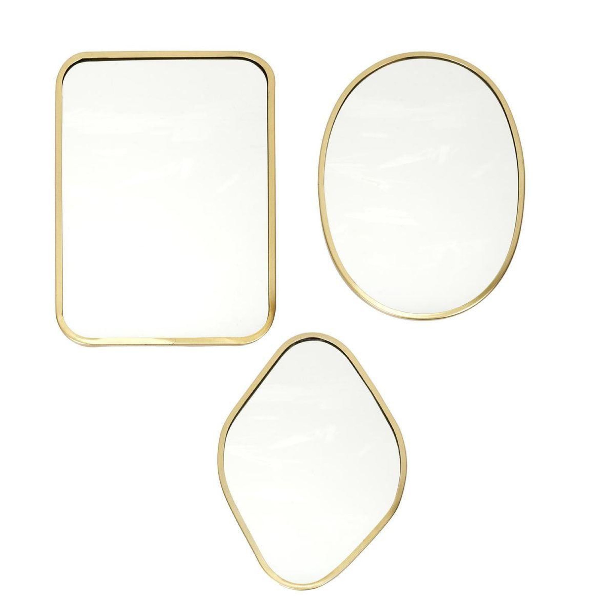 The Home Deco Factory Lot de 3 Miroirs  Déco  34cm Or