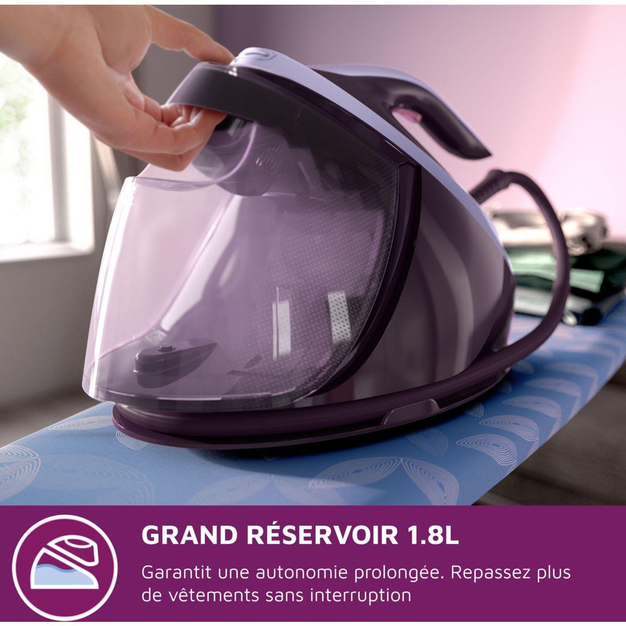 Voir la diapositive 4 : Philips Centrale vapeur PSG7050/30 mauve 1,8L