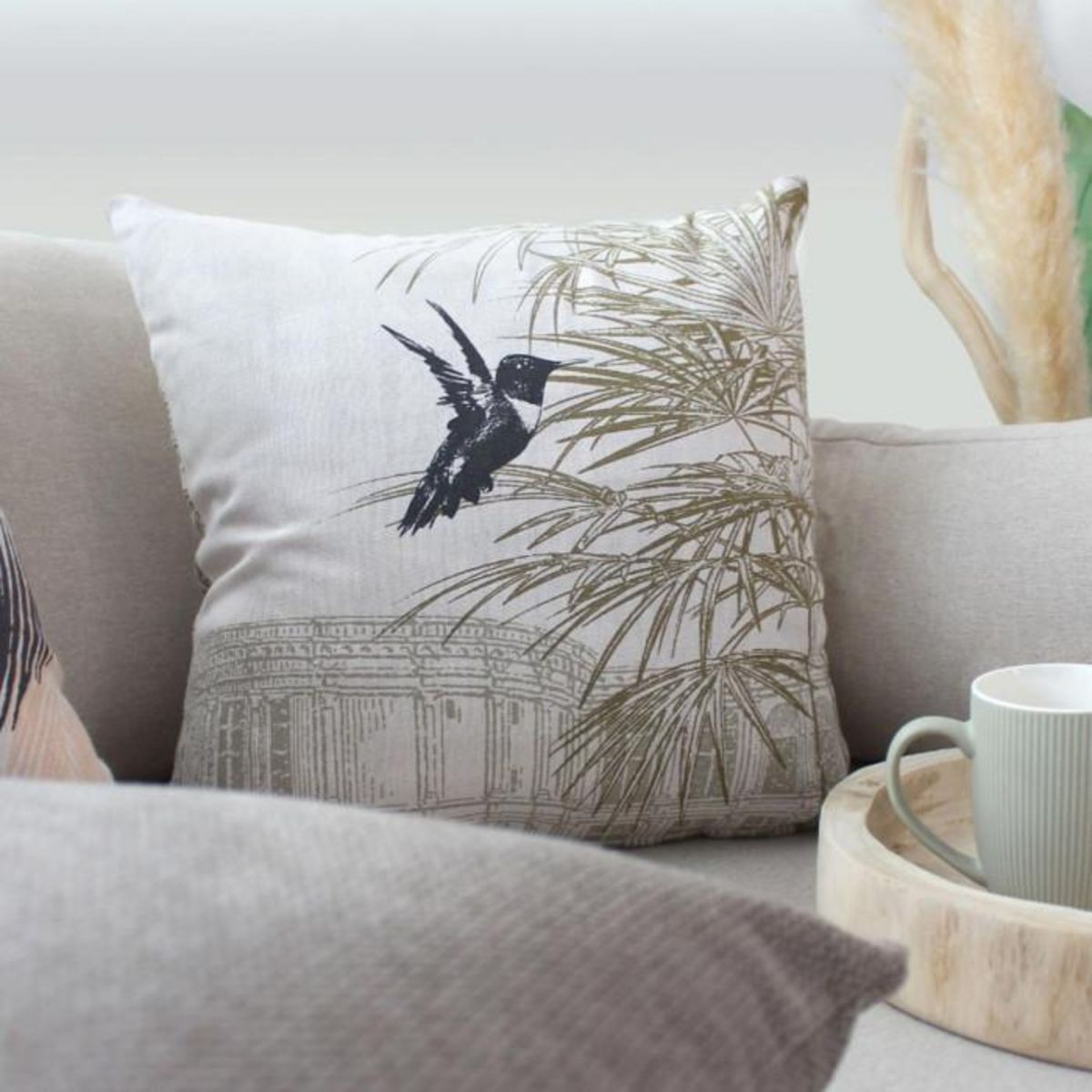 Paris Prix Coussin Déco Imprimé  Palmeira  40x40cm Naturel