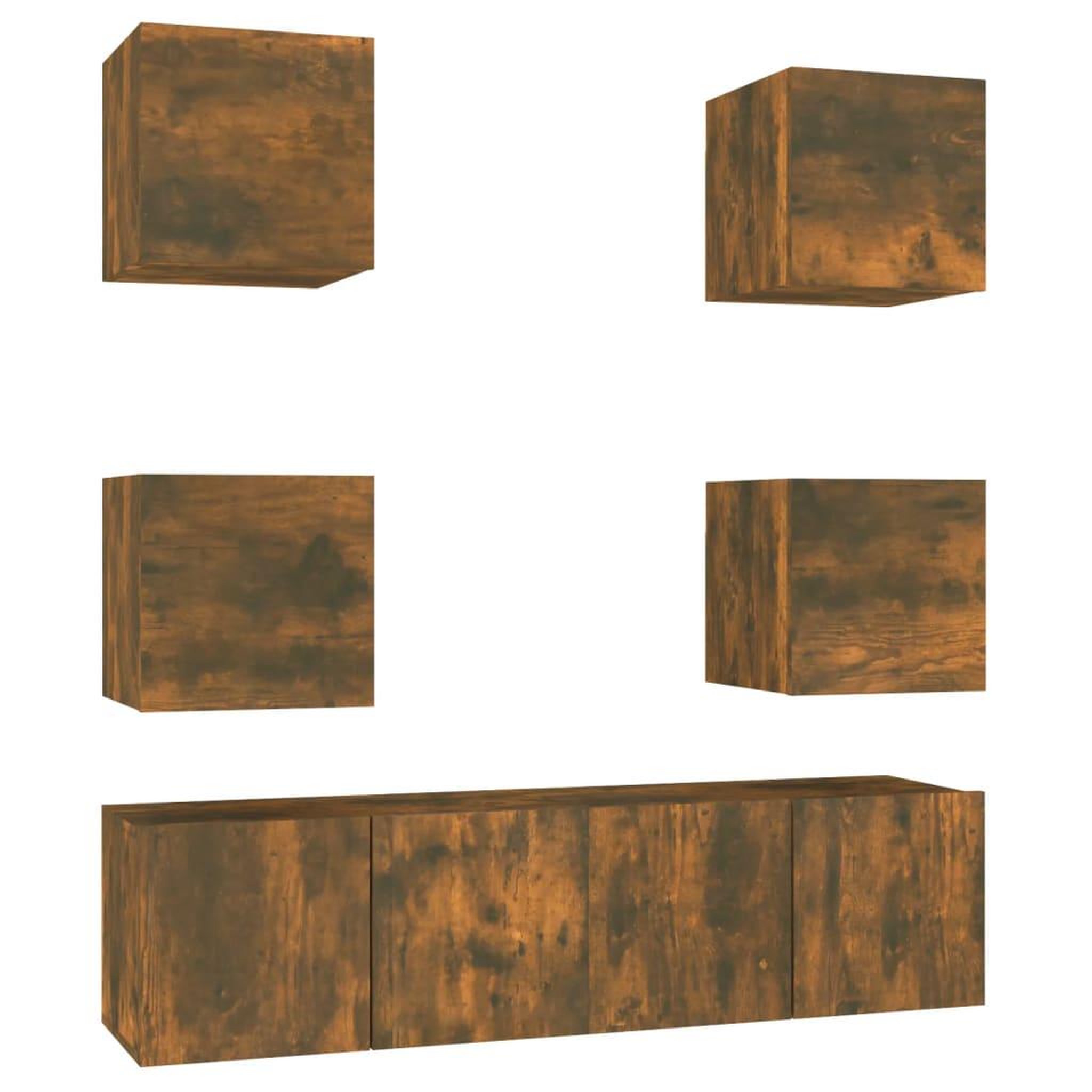 Voir la diapositive 2 : VIDAXL Ensemble de meubles TV 6 pcs Chene fume Bois d'ingenierie