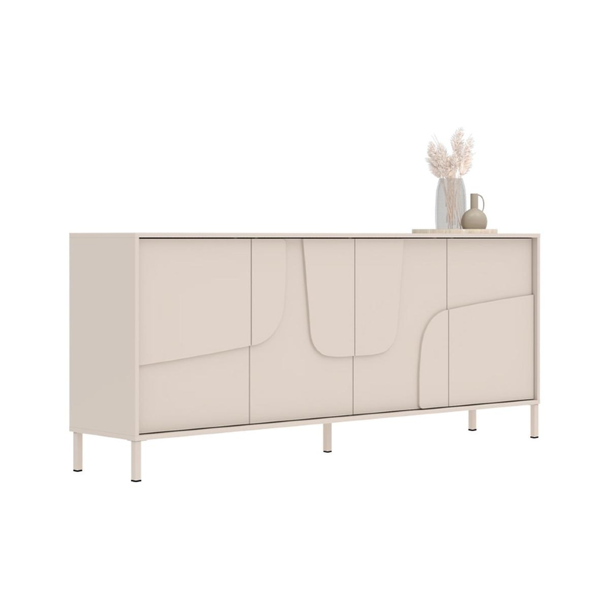 JLC KREATION Buffet moderne 4 portes 205cm beige EROS