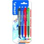 PILOT Lot de 4 stylos effaçables pointe fine noir/rouge/vert/bleu FriXion Ball Clicker