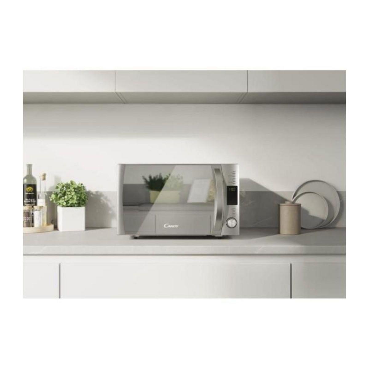 Candy CBWM30DS Micro-ondes Gril - 30L -MO 900W - Plateau tournant 31,5cm Fonction Silence - Fonction EcoCuisson express - Porte miroir