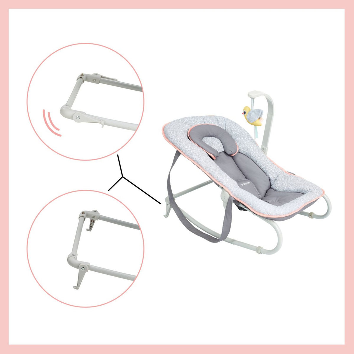 BABYMOOV Transat balancelle bébé Graphik - Pêche