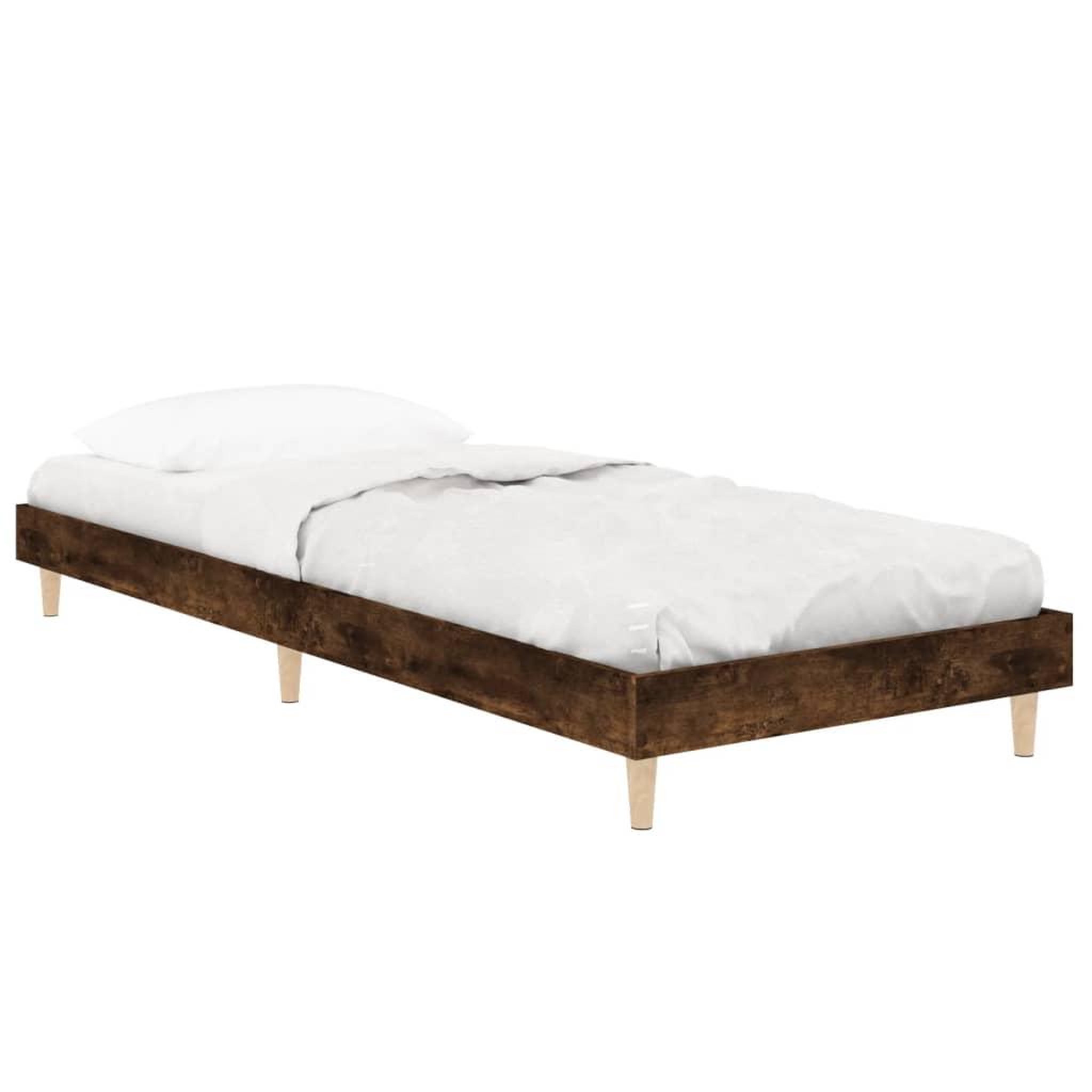 Voir la diapositive 5 : VIDAXL Cadre de lit chene fume 75x190 cm bois d'ingenierie