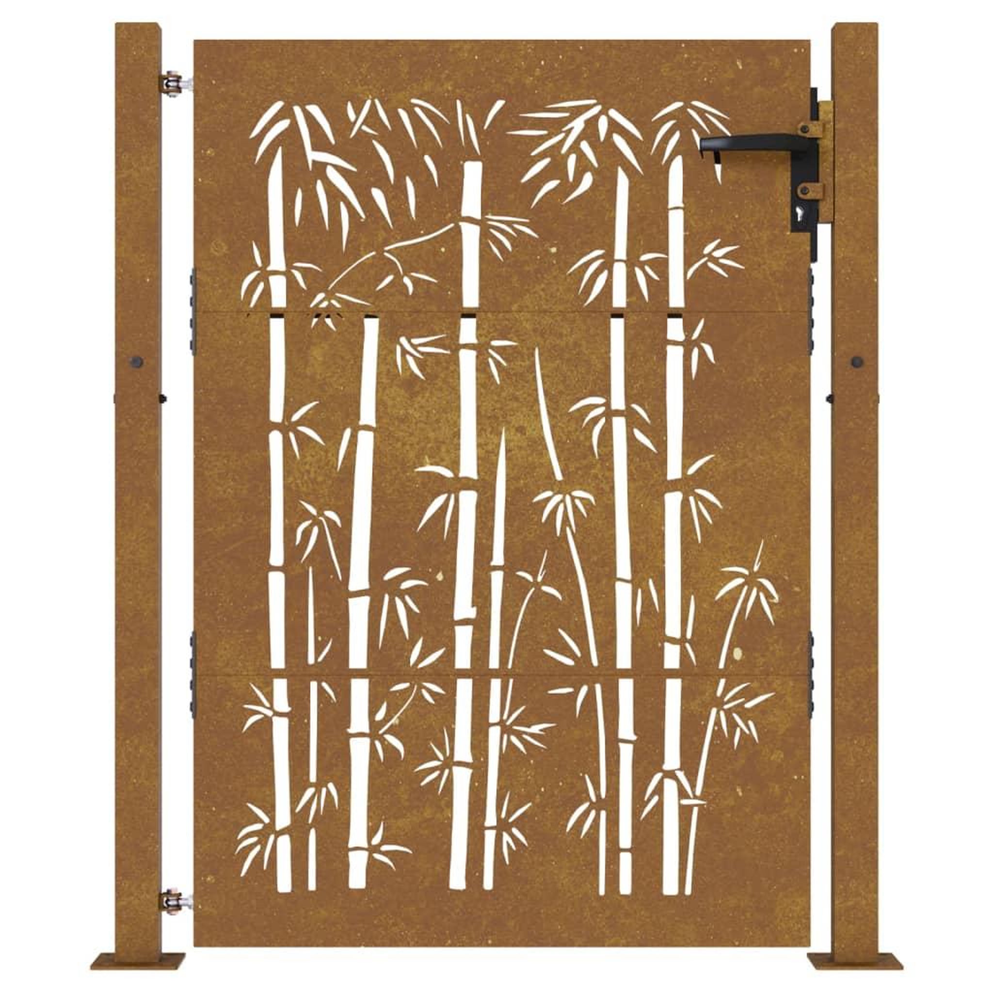 Voir la diapositive 4 : VIDAXL Portail de jardin 105x155 cm acier corten design de bambou