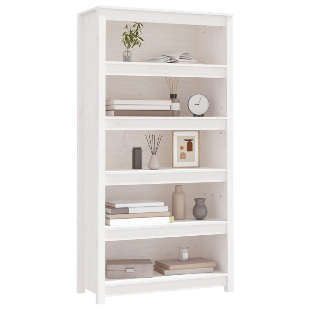VIDAXL Bibliotheque Blanc 80x35x154 cm Bois de pin massif