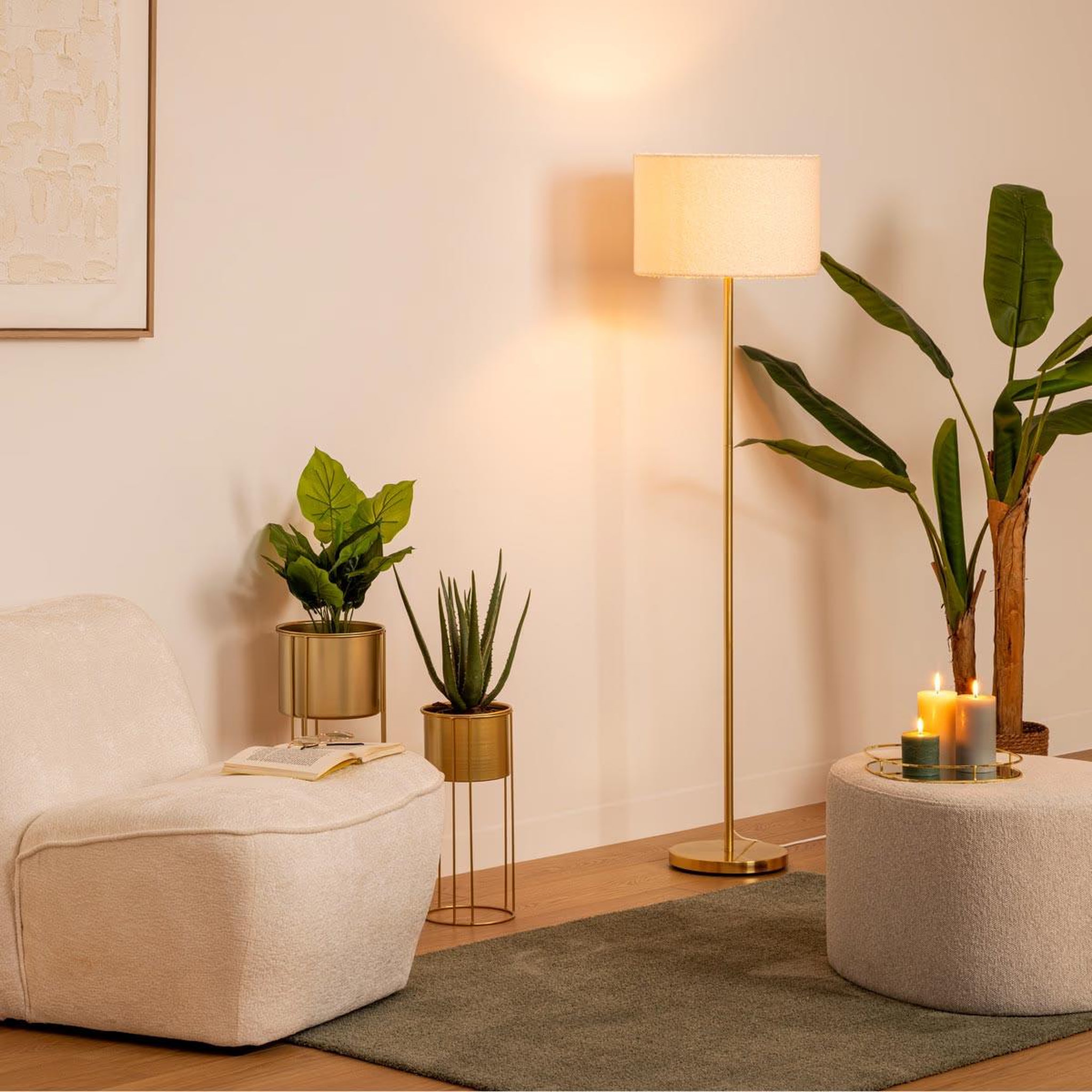 Voir la diapositive 4 : ATMOSPHERA Lampadaire design bouclette  tina  150cm or