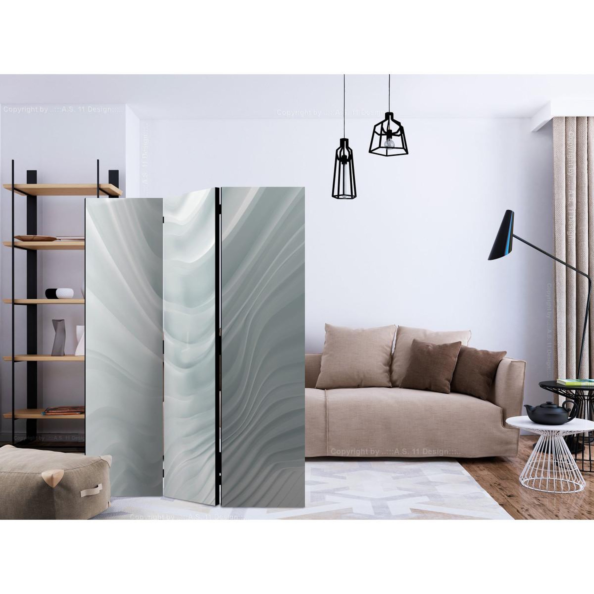 Voir la diapositive 2 : Paris Prix Paravent 3 volets  waving white  135x172cm