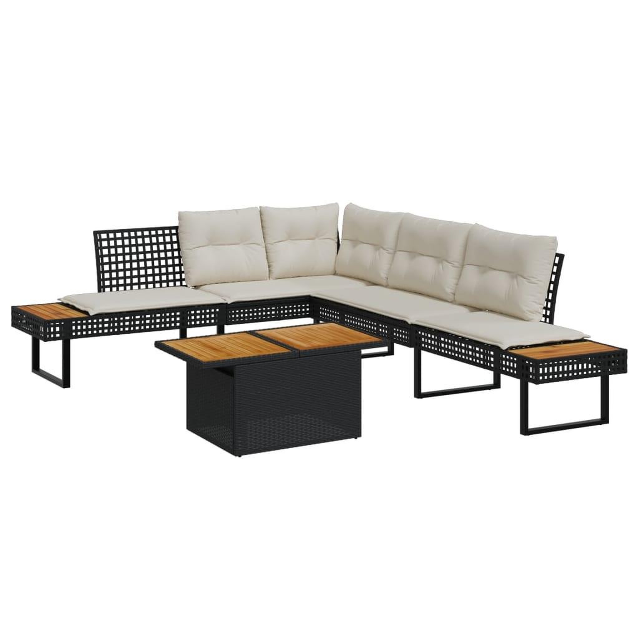 VIDAXL Salon de jardin avec coussins 2 pcs noir resine tressee acacia