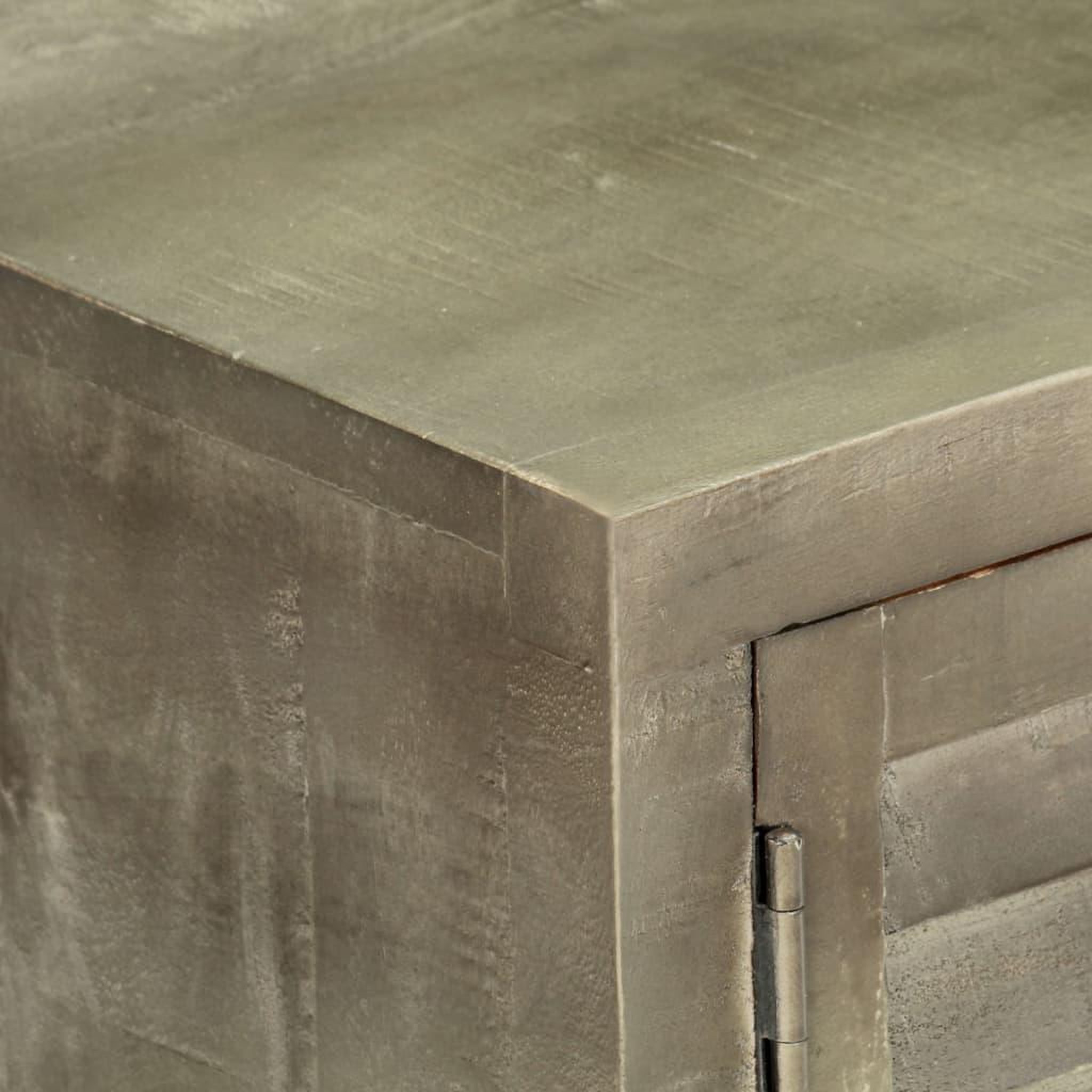 Voir la diapositive 4 : VIDAXL Meuble tv bois solide de manguier gris avec laiton 110x30x48 cm