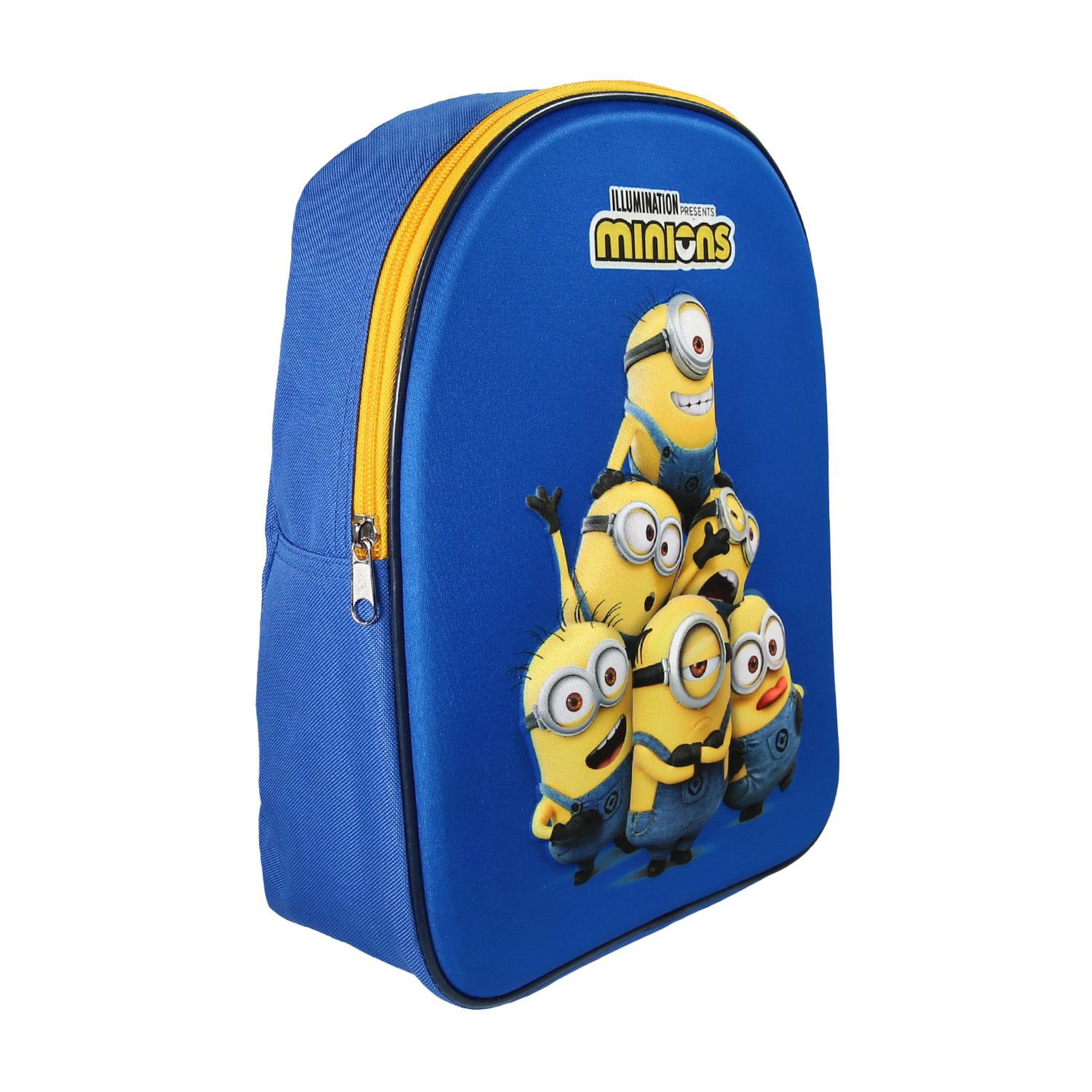 Voir la diapositive 2 : Bagtrotter Bagtrotter - Les Minions - Sac à Dos Scolaire Goûter 31 cm - Bleu - 1 compartiment zippé - Bretelles Matelassées - Face Eva 3D - 25x11x32 cm - Matière Polyester - Sac à Dos Scolaire Maternelle