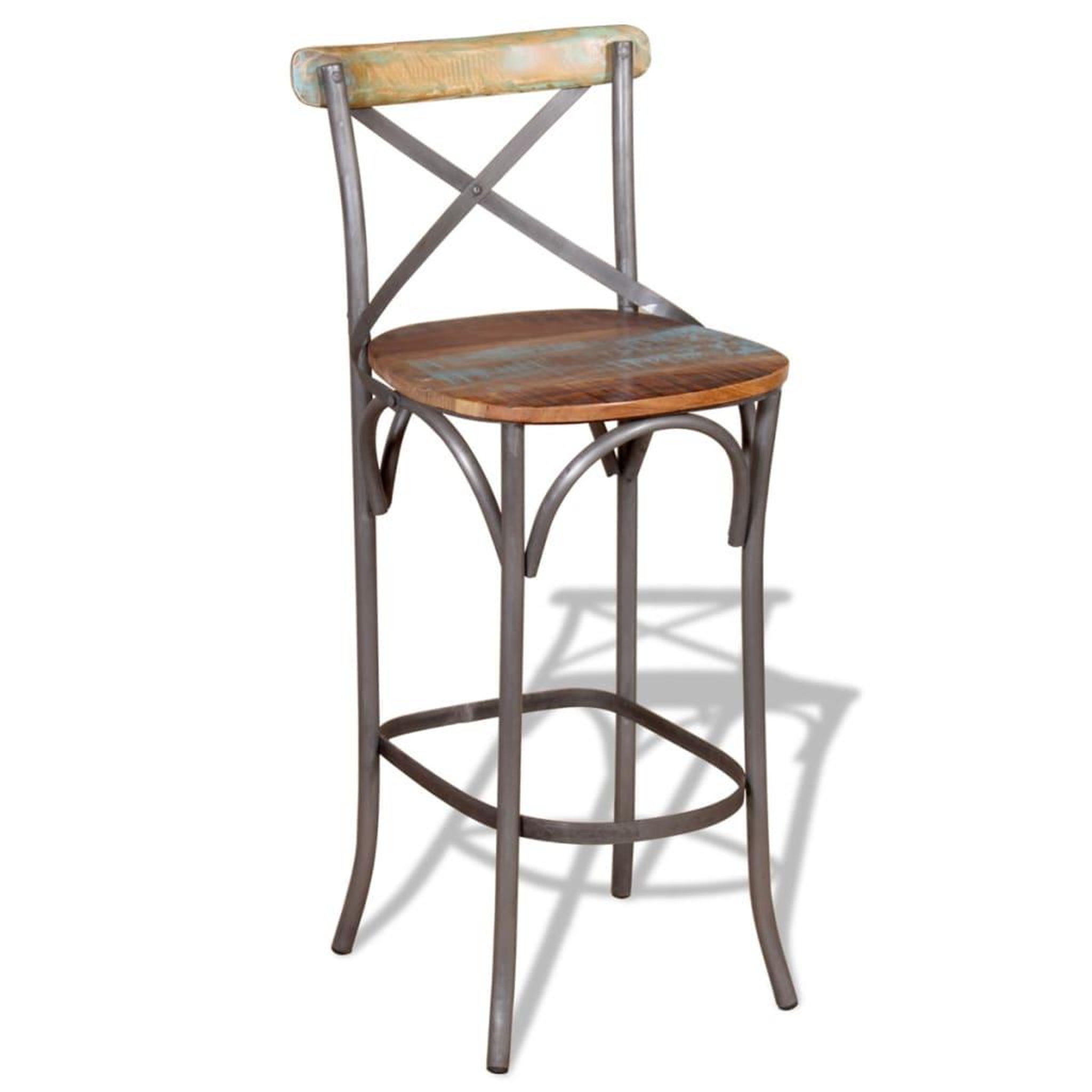 Voir la diapositive 4 : VIDAXL Tabouret de bar bois de recuperation massif