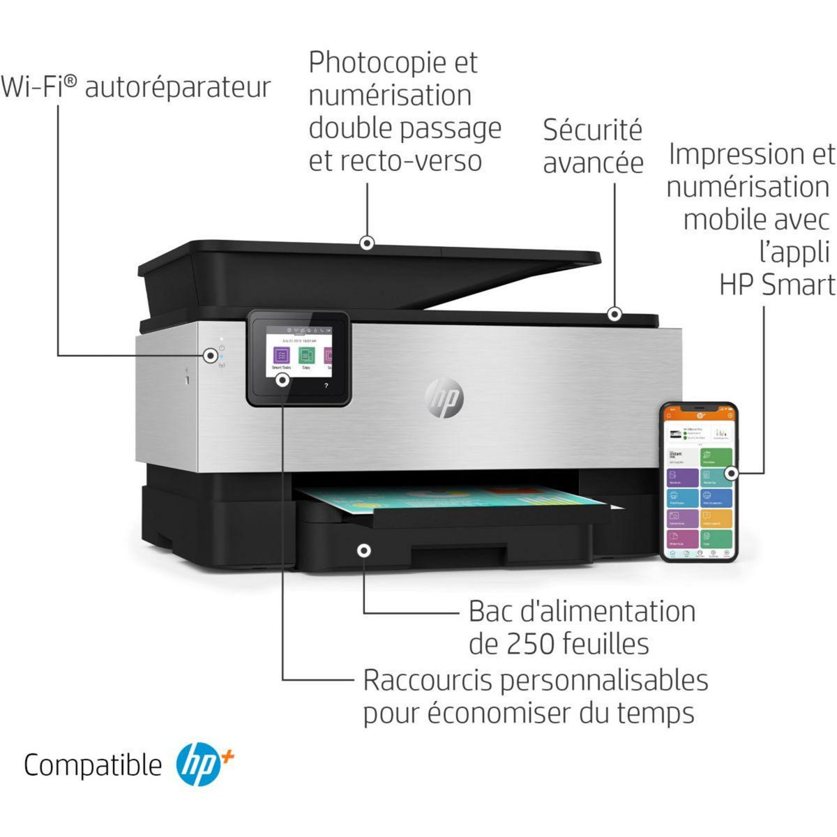 HP Imprimante jet d'encre OfficeJet Pro 9019e éligible Instant Ink