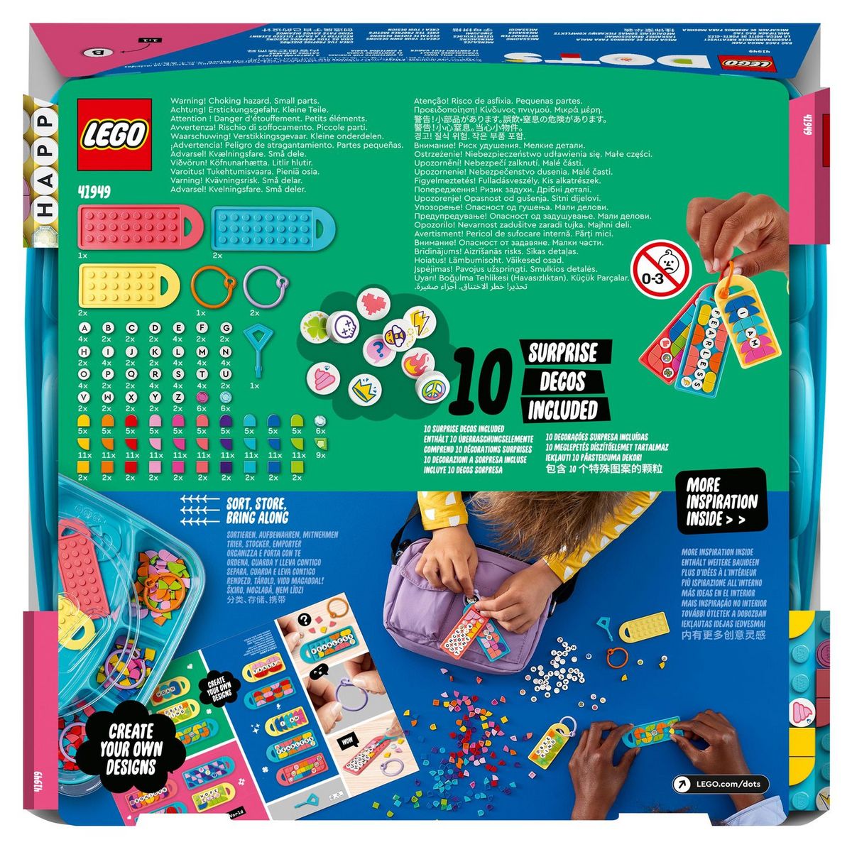 LEGO DOTS 41949 La Méga-Boîte de Porte-clés - Messages, Loisirs Créatifs Enfants