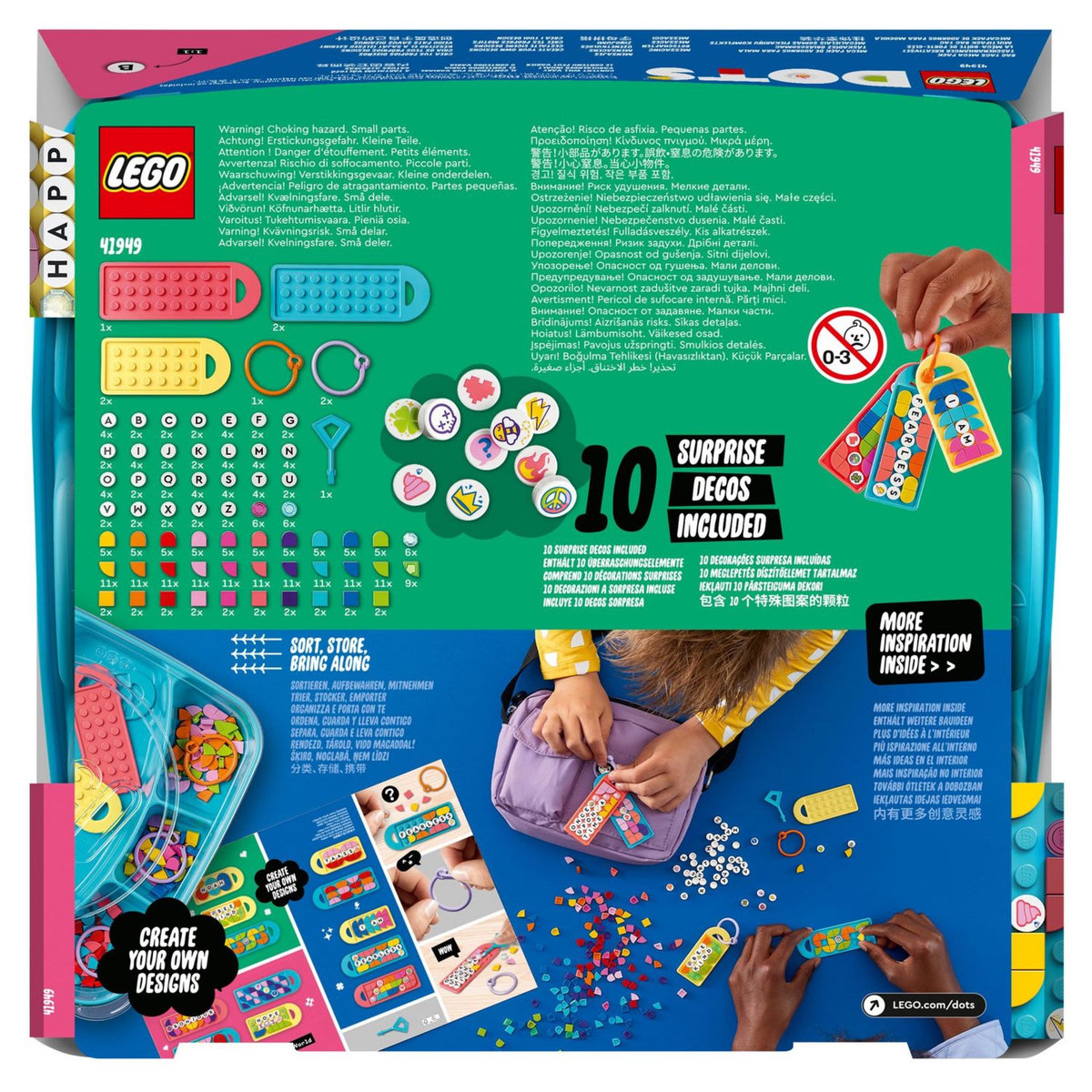 LEGO DOTS 41949 La Méga-Boîte de Porte-clés - Messages, Loisirs Créatifs Enfants