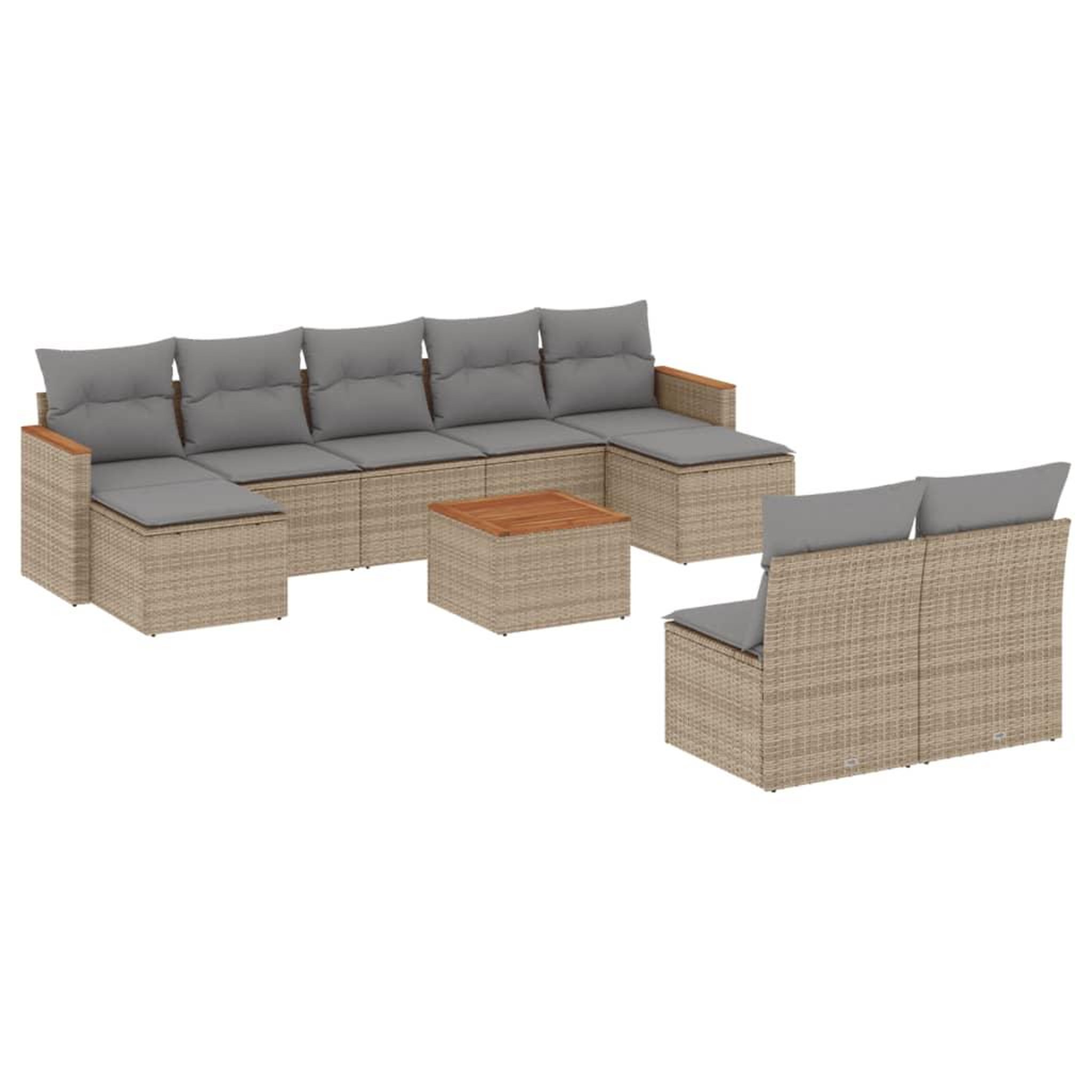 Voir la diapositive 2 : VIDAXL Salon de jardin avec coussins 10 pcs beige resine tressee
