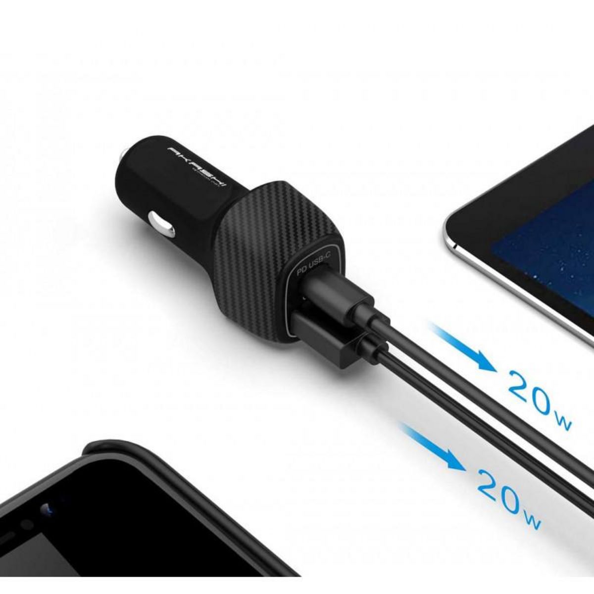 Akashi Chargeur allume cigare AKASHI ALTCAC20QCBLK