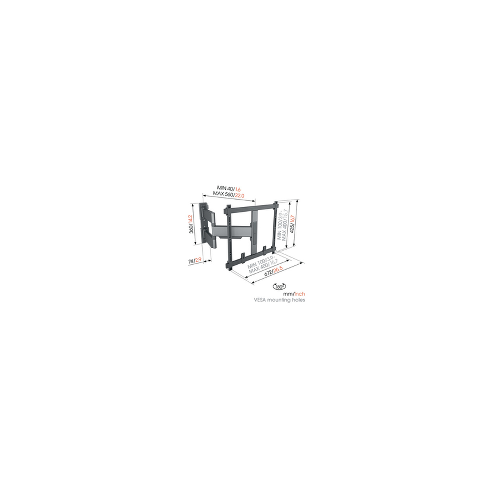 Voir la diapositive 5 : Vogel's Support mural pour écran plat Vogel s ELITE TVM 5445 FULL ORIENTABLE POUR TELEVISION DE 32 A 65