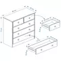 IDIMEX Commode de chambre RONDO meuble de rangement avec 5 tiroirs, en pin massif lasuré blanc