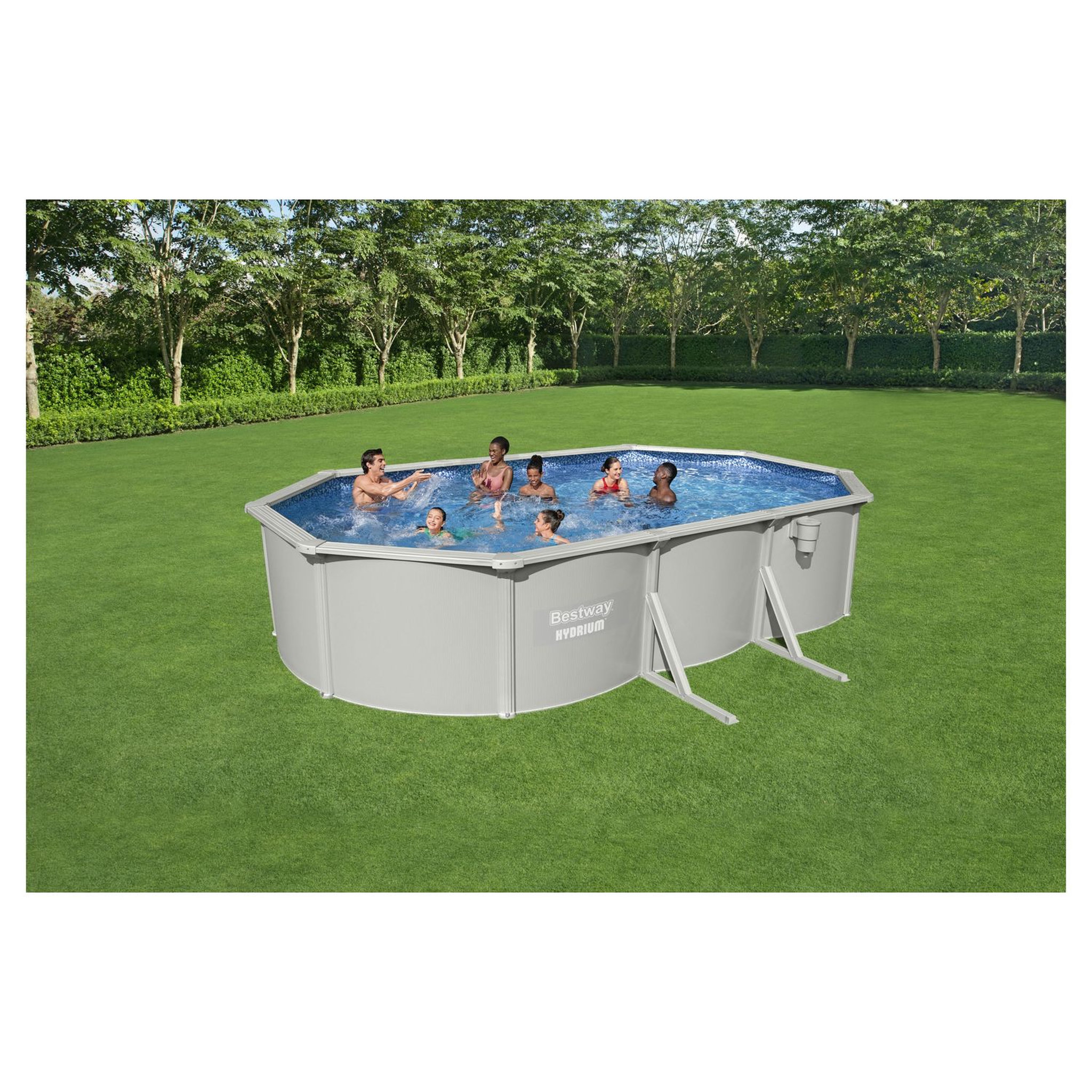 Voir la diapositive 1 : BESTWAY Piscine hors sol acier ovale - 6,10x 3,60 x H 1,20 m -  HYDRIUM