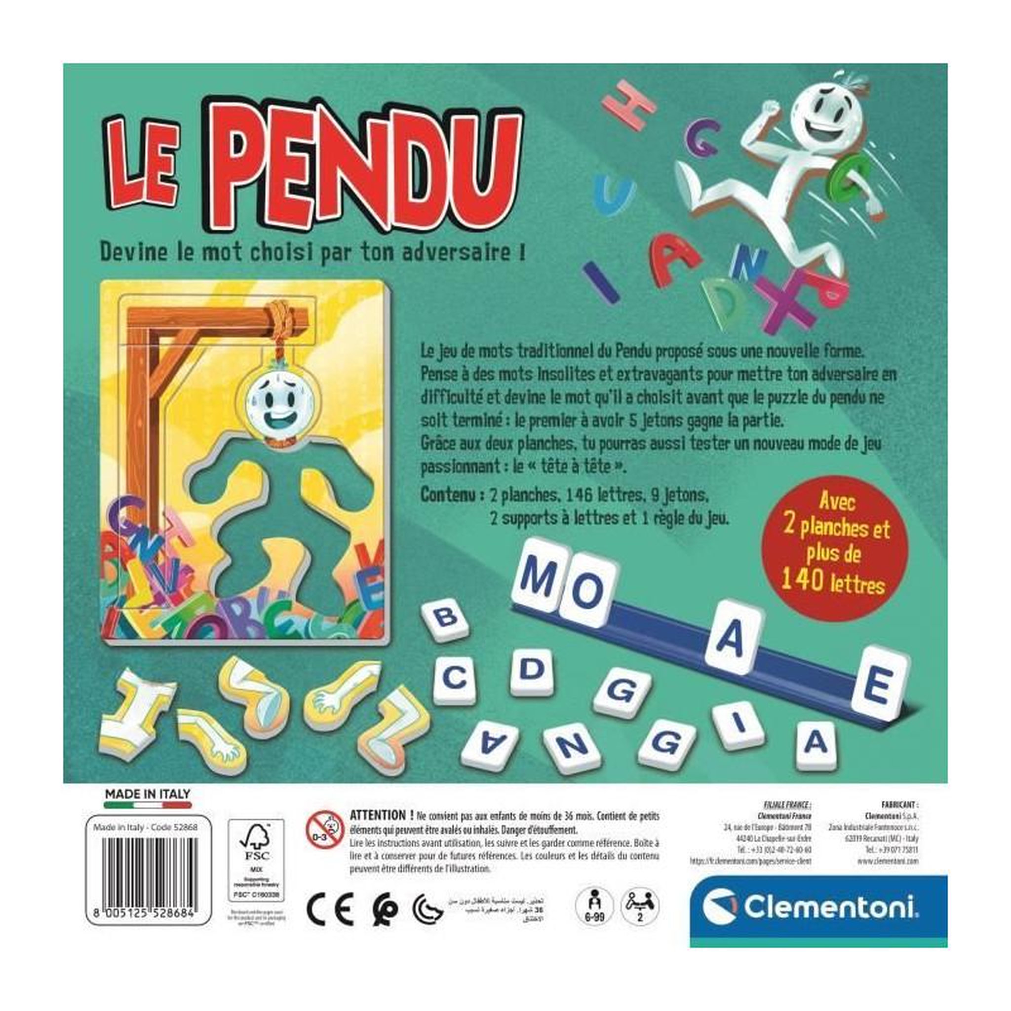 Voir la diapositive 5 : CLEMENTONI Le pendu, jeu de société CLEMENTONI