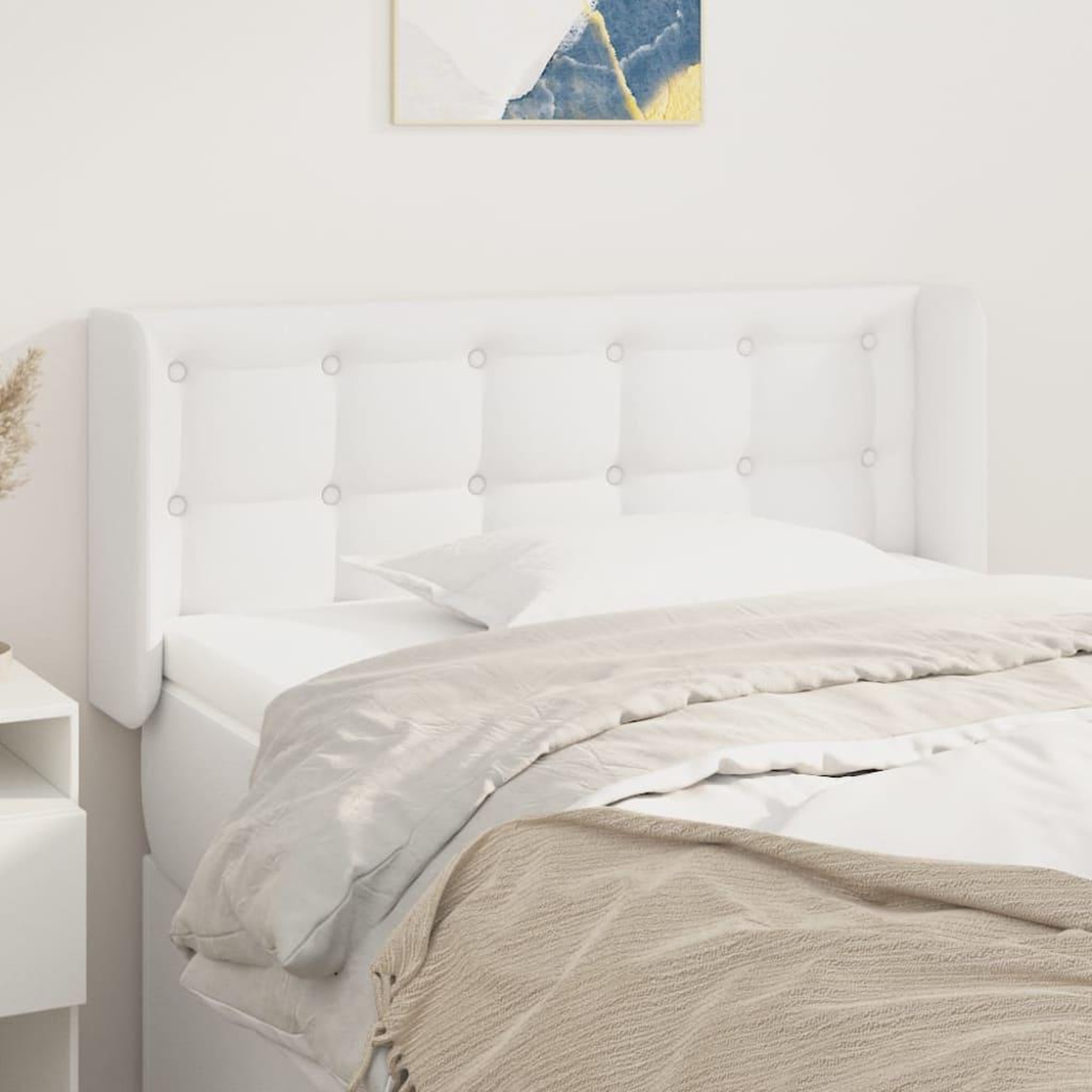 Voir la diapositive 1 : VIDAXL Tete de lit avec oreilles Blanc 103x16x78/88 cm Similicuir