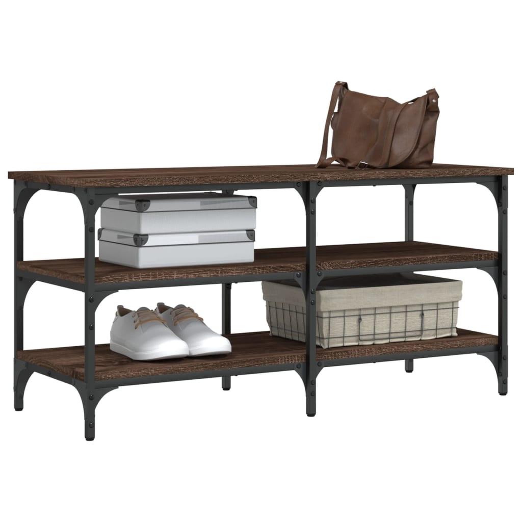 Voir la diapositive 4 : VIDAXL Banc a chaussures chene marron 100x38,5x49 cm bois d'ingenierie