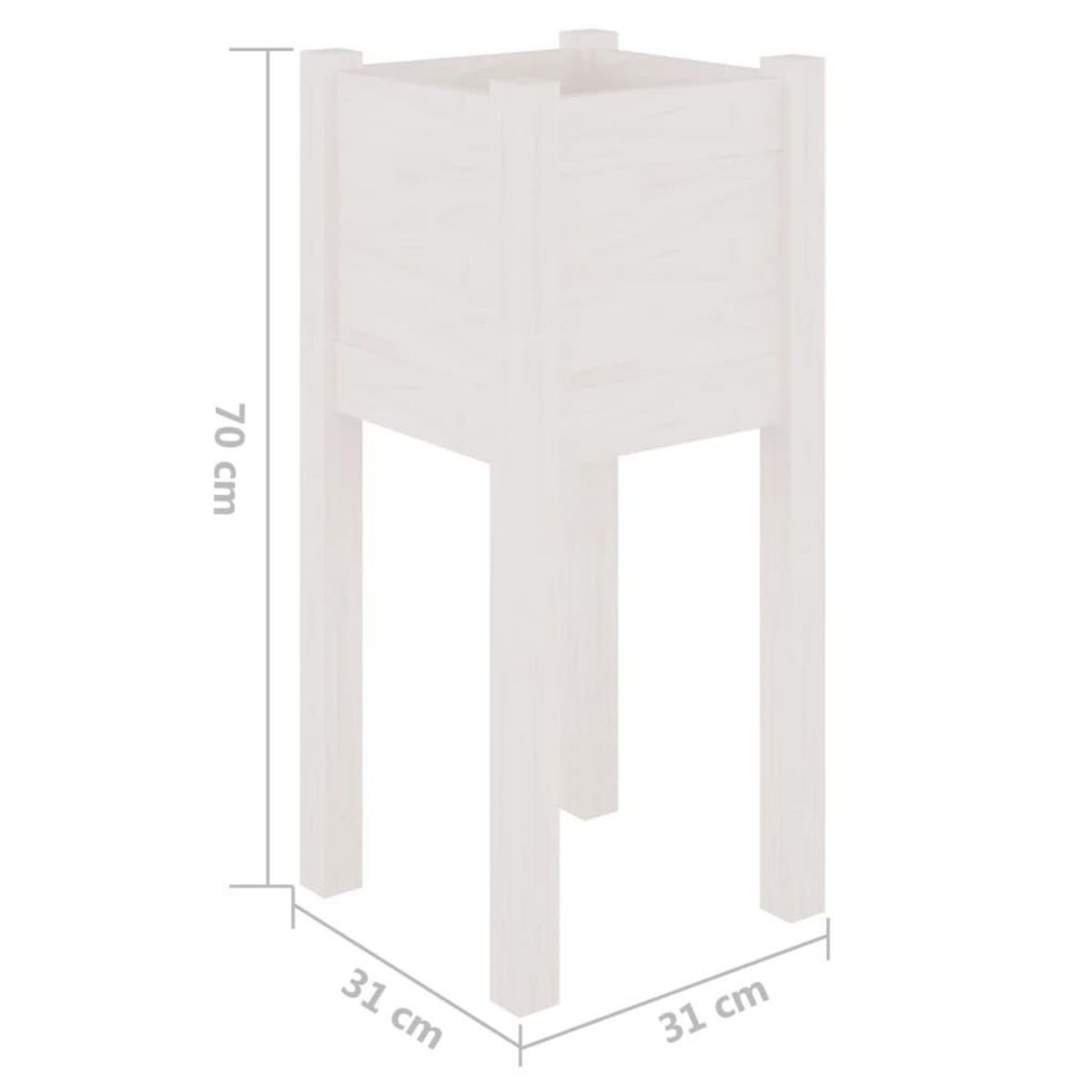 VIDAXL Jardinieres d'exterieur 2 pcs Blanc 31x31x70 cm Bois de pin