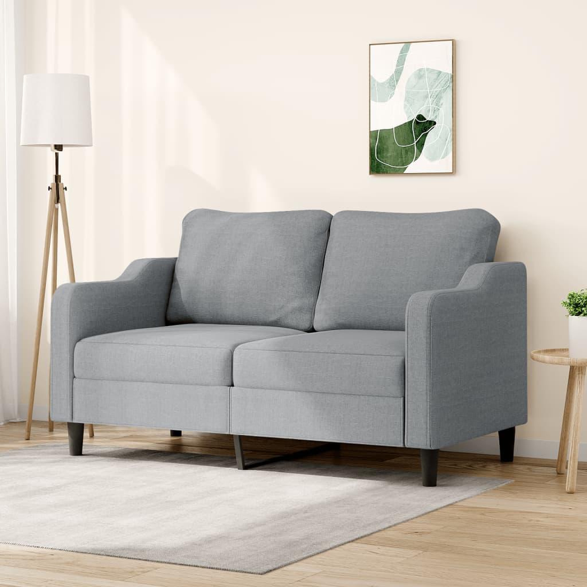 Voir la diapositive 1 : VIDAXL Canape a 2 places Gris clair 140 cm Tissu