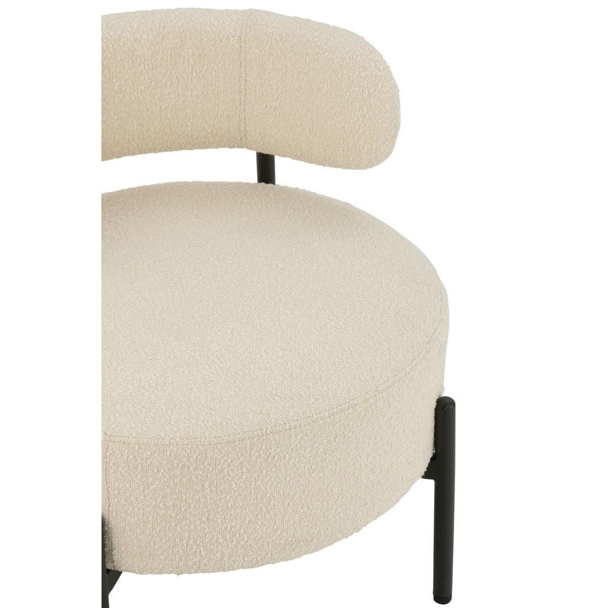 Voir la diapositive 6 : J-LINE Fauteuil lounge en tissu bouclé  aldo  67cm blanc