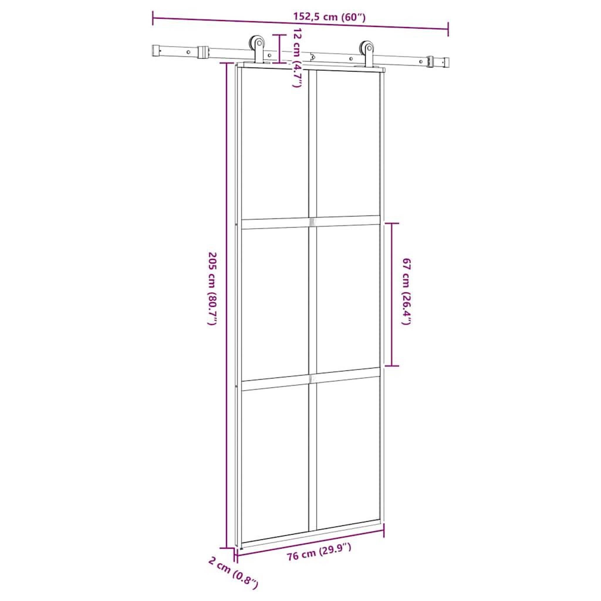 Voir la diapositive 6 : VIDAXL Porte coulissante kit de quincaillerie trempe verre aluminium