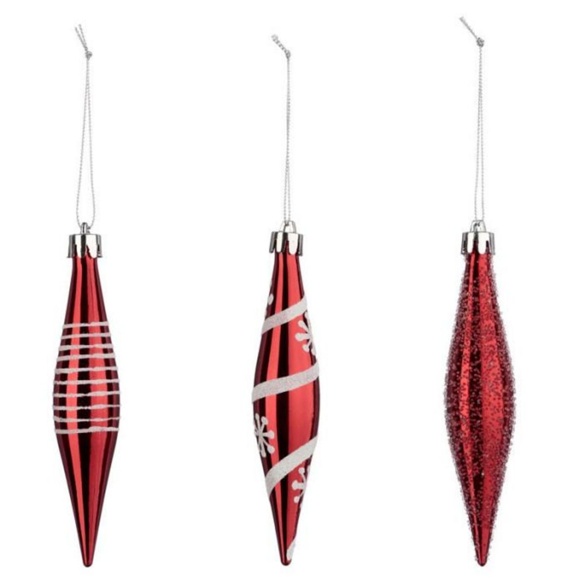 FEERIC LIGHT & CHRISTMAS Sujet de Noël 3 Glaçons  Étoile  15cm Rouge