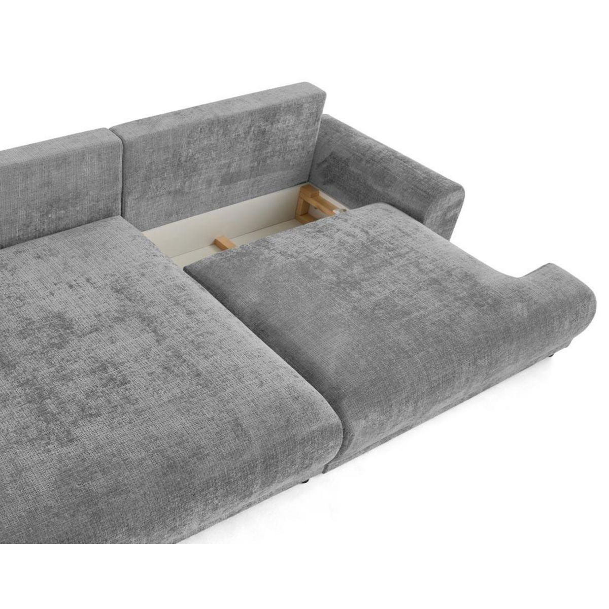 LISA DESIGN Nelly - canapé d'angle gauche 4 places convertible avec coffre en velours texturé