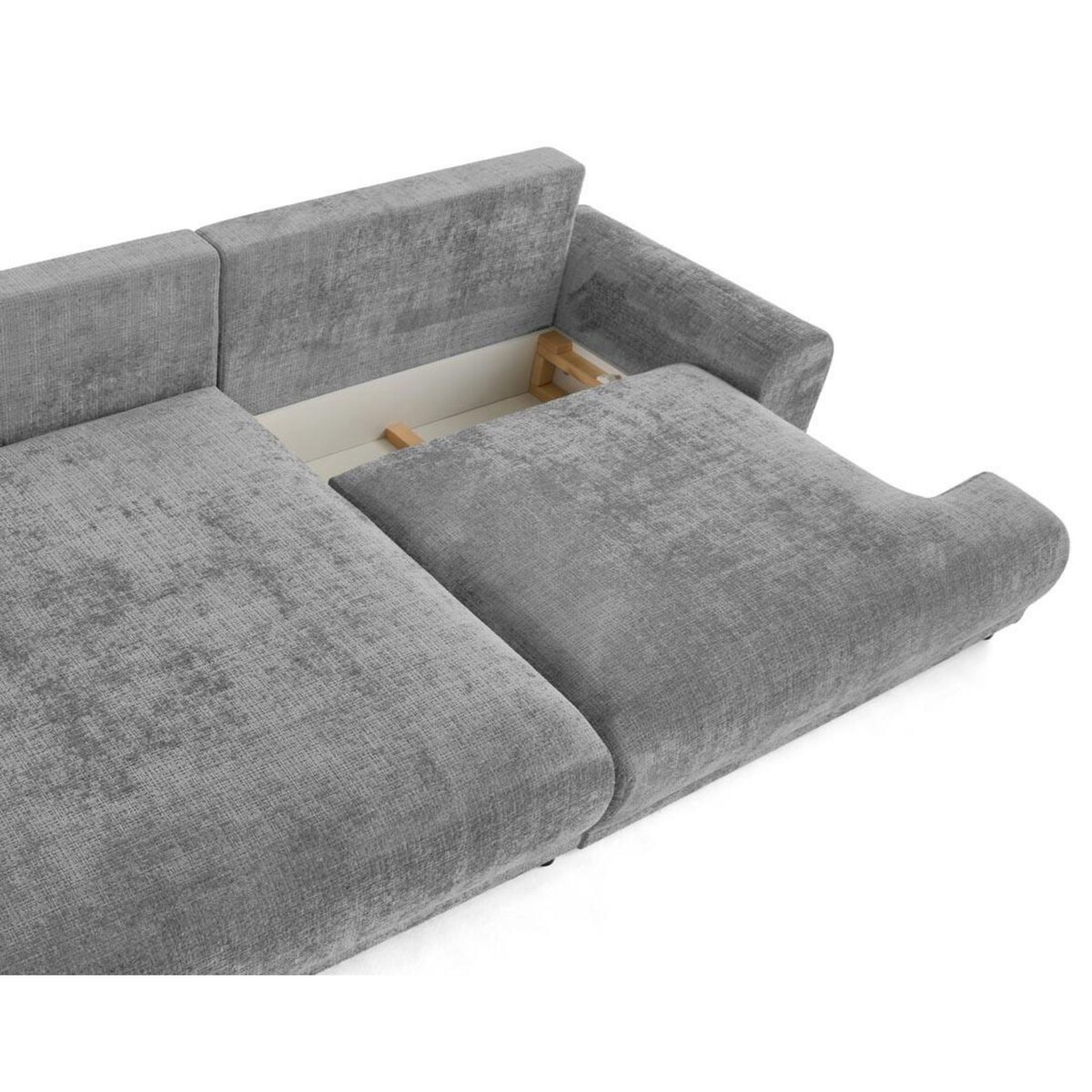 LISA DESIGN Nelly - canapé d'angle gauche 4 places convertible avec coffre en velours texturé