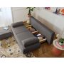Voir la diapositive 3 : BEST MOBILIER Cristal - canapé 3 places - convertible avec coffre et pouf - en velours texturé