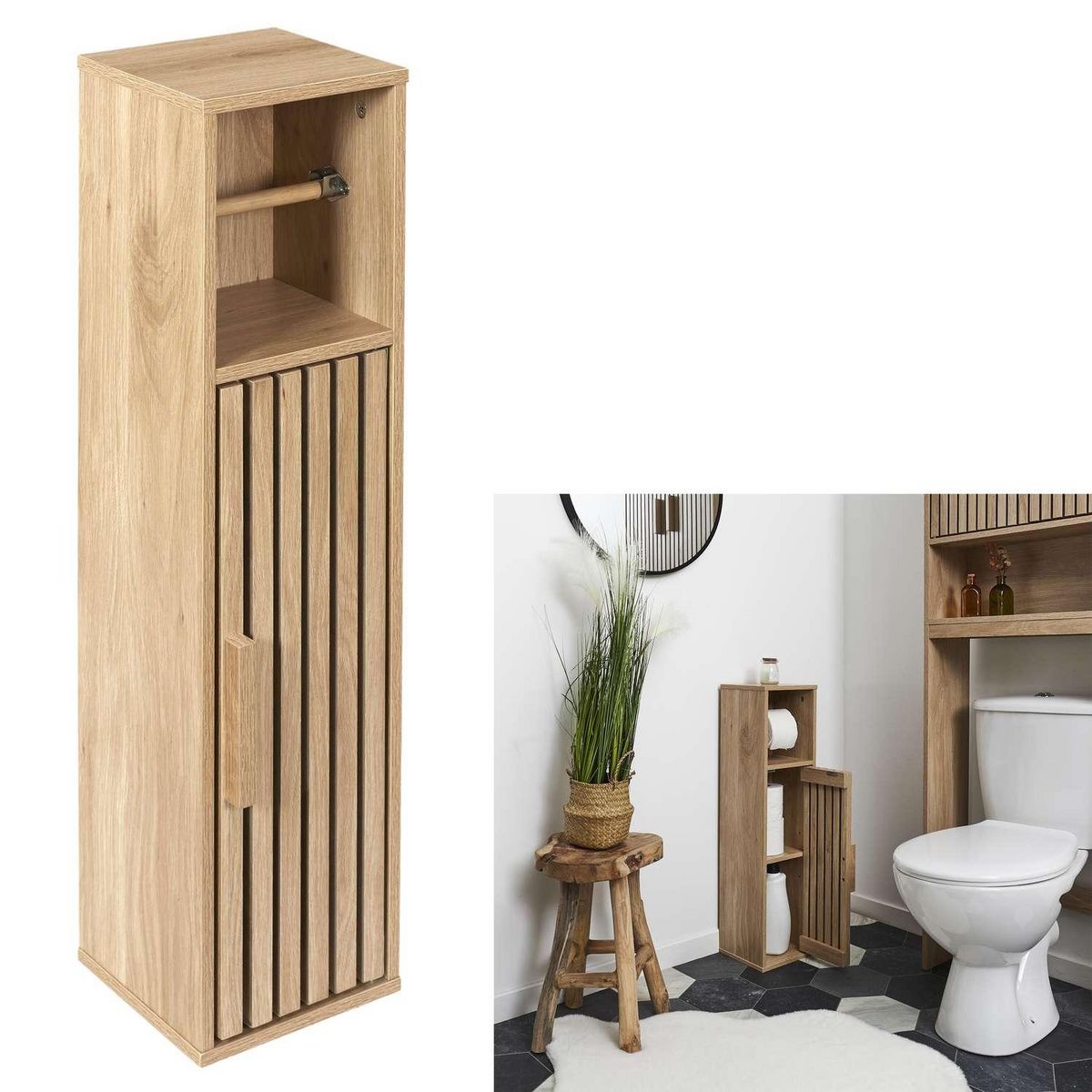 The Home Deco Factory Meuble dérouleur de papier toilette Saulk - Marron