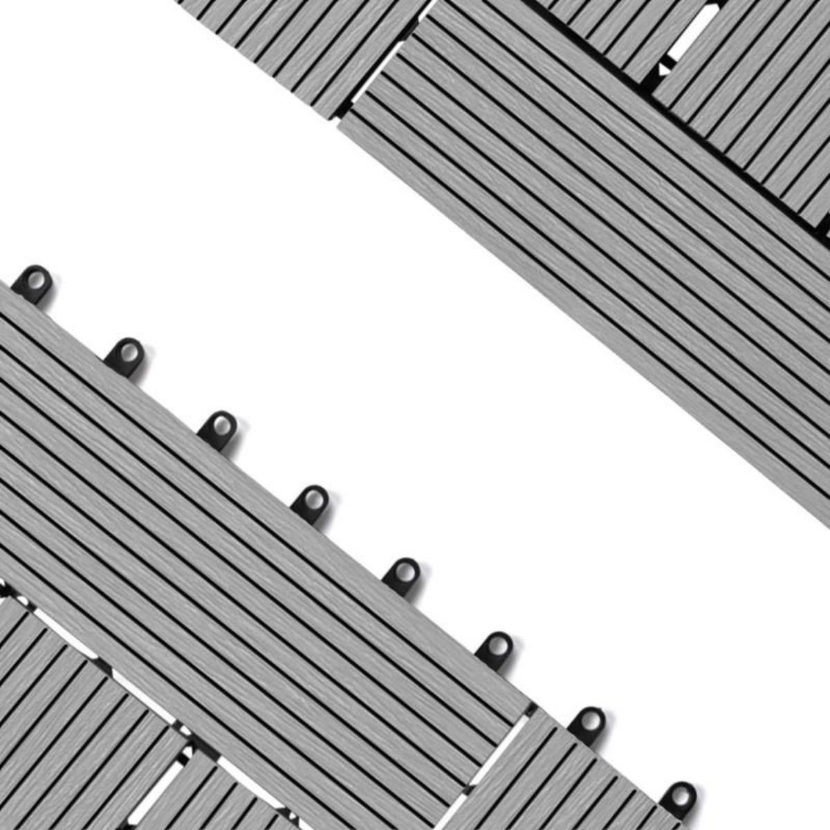 ID MARKET Lot de 5 dalles de terrasse mosaïque WODHY clipsables bois composite gris 30 x 30 cm