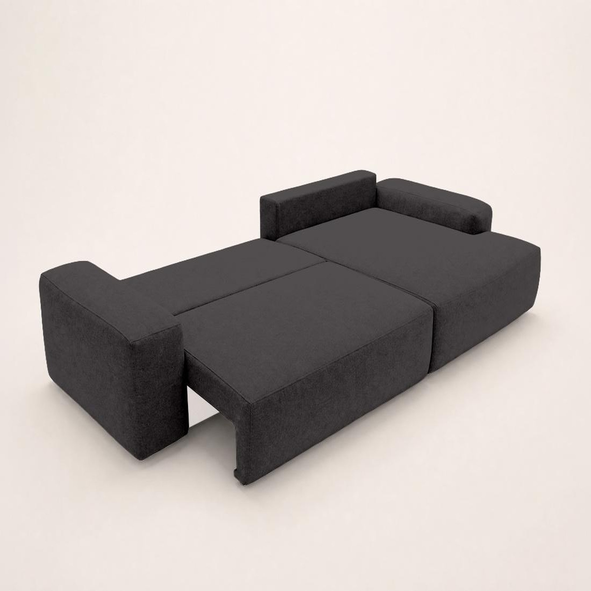 Voir la diapositive 4 : BEST MOBILIER Tama - canapé d'angle droit 4 places convertible avec coffre en tissu