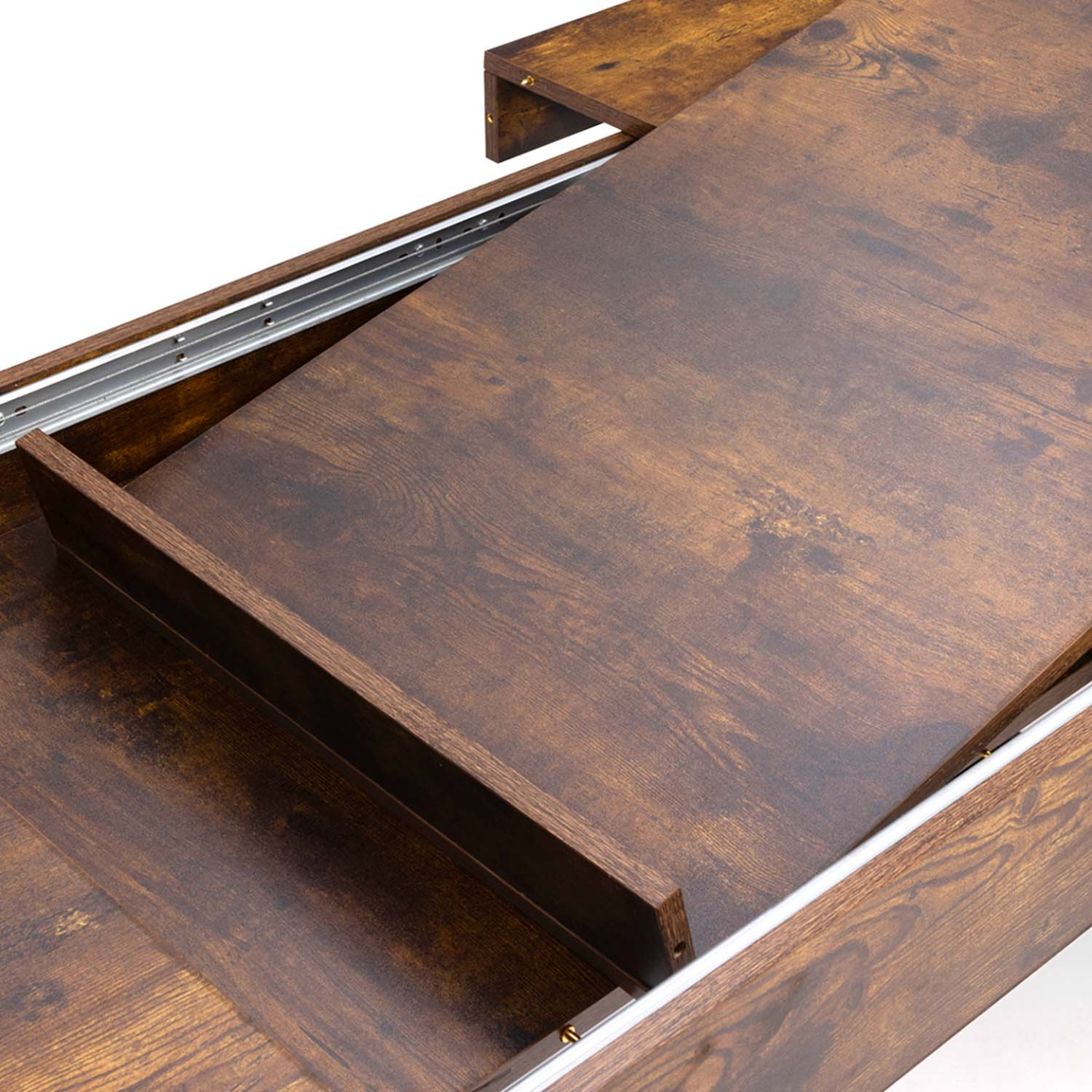 Voir la diapositive 6 : ID MARKET Table à manger extensible rectangle phoenix 6-12 personnes bois effet vieilli et noir 200-300 cm