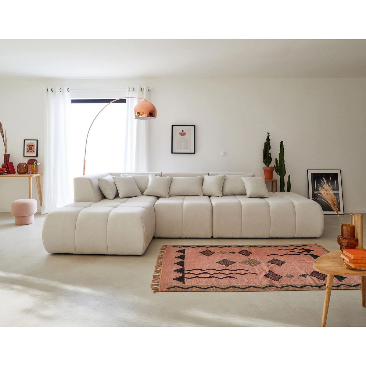 LISA DESIGN Caracas - canapé modulable d'angle gauche - 5 places - en tissu