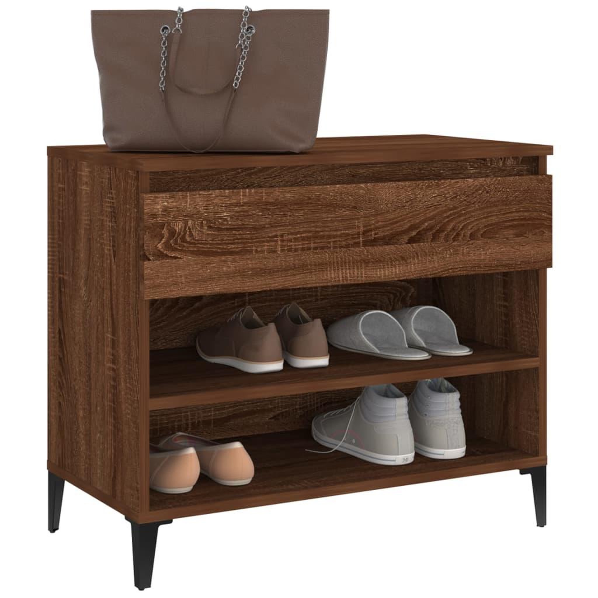 Voir la diapositive 4 : VIDAXL Armoire a chaussures Chene marron 70x36x60 cm Bois d'ingenierie