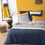 Voir la diapositive 1 : ATMOSPHERA Housse de couette 220x240 Rayures ethniques bleu + 2 taies 100% coton 57 fils